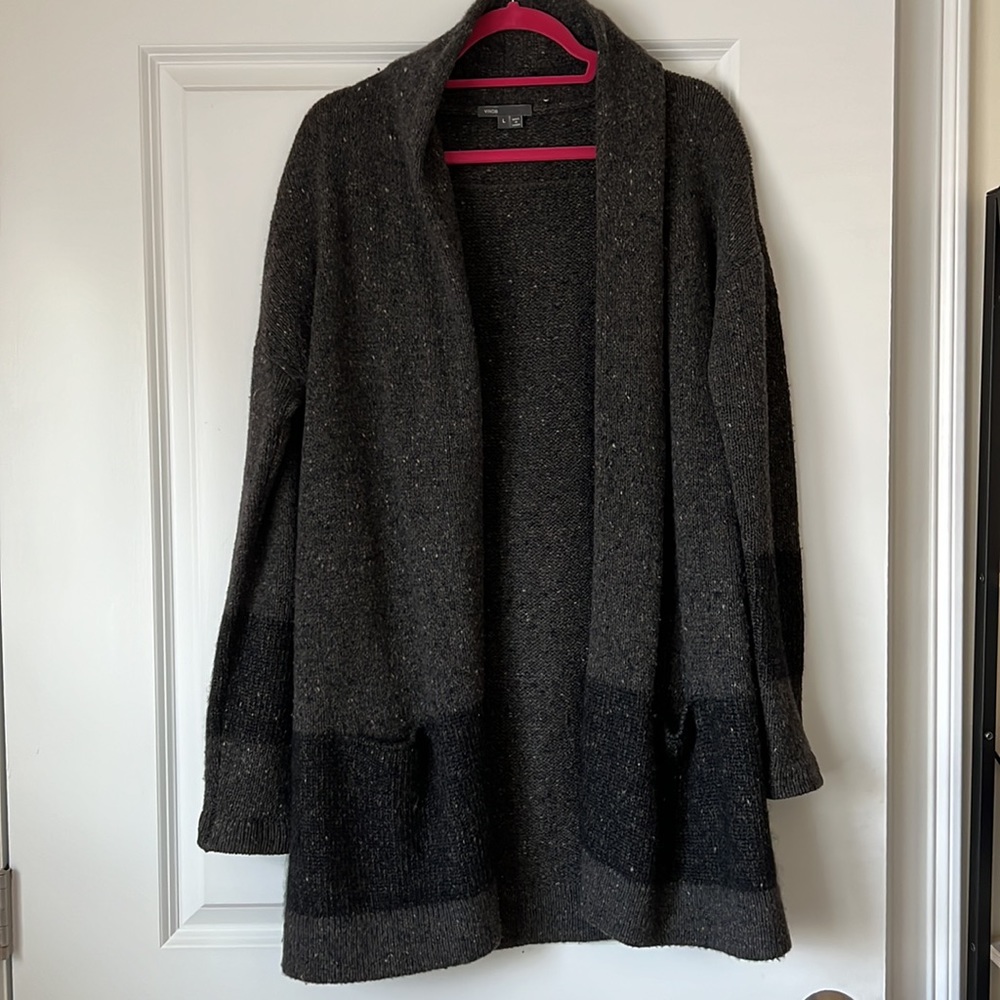 VINCE Mid-length Wool/Cashmere Cardigan - Picture 2 of 6